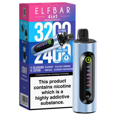 Elfbar 4 in 1 3200 Puffs Rechargeable Battery - Blueberry Edition